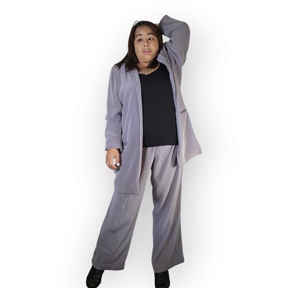 LOUBEN WOMENS 2 PIECE OUTFIT SIZE 14  GREY TOP WITH HIGH RISE PANTS - Picture 12 of 14